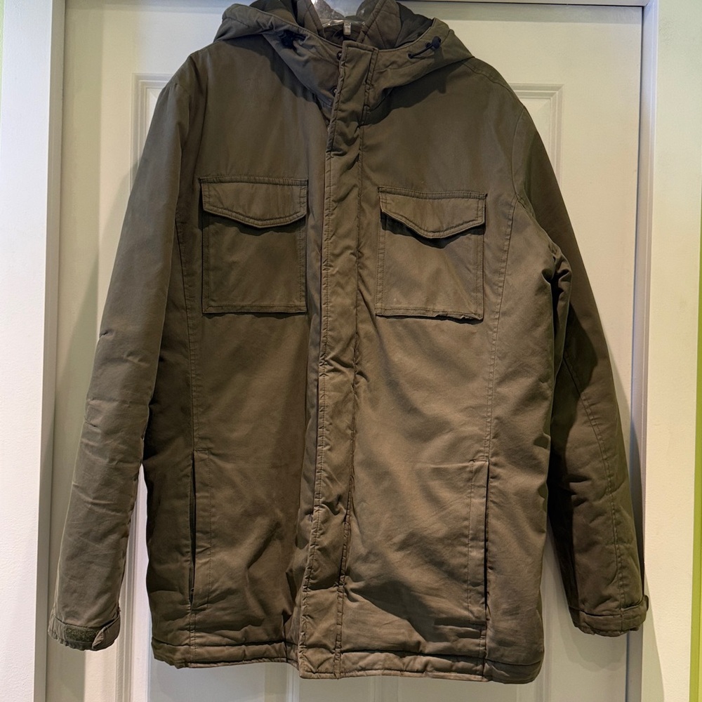 American Eagle Men's Olive Hooded Parka Large/Tall
